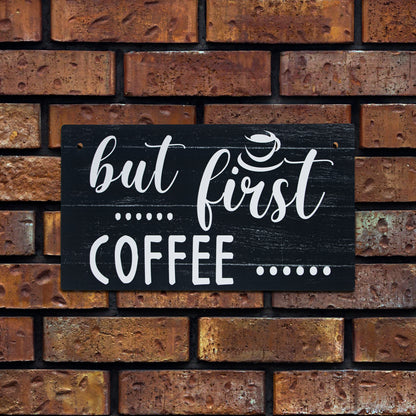 Wooden Coffee-Themed Sign